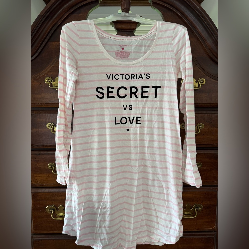 Victoria's Secret Pink Striped Long Sleeve Sleep Shirt